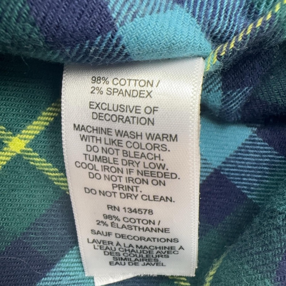 Vineyard Vines Button Up Shirt Youth XL Green Plaid Flannel Long Sleeve Collared - Picture 9 of 11